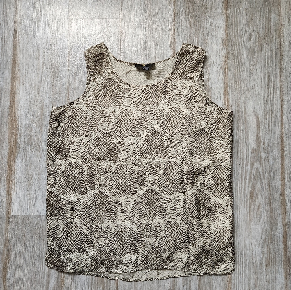 Silk House 100% Silk Snakeskin Print Tank Top Blouse Lightweight Sz M EUC